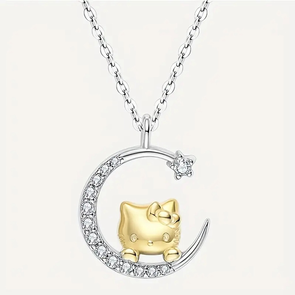 Women's Necklace, Hello Kitty on the moon.